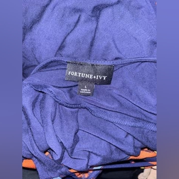 Fortune + Ivy Blue and Orange Floral Sleeveless Top, NWT - Picture 3 of 3